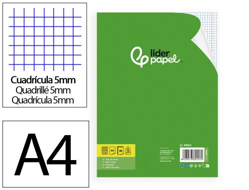 Bloco de notas liderpapel colado pro din a4 80 f quadriculado vermelho , Liderpapel , 32457 , 8423473324572